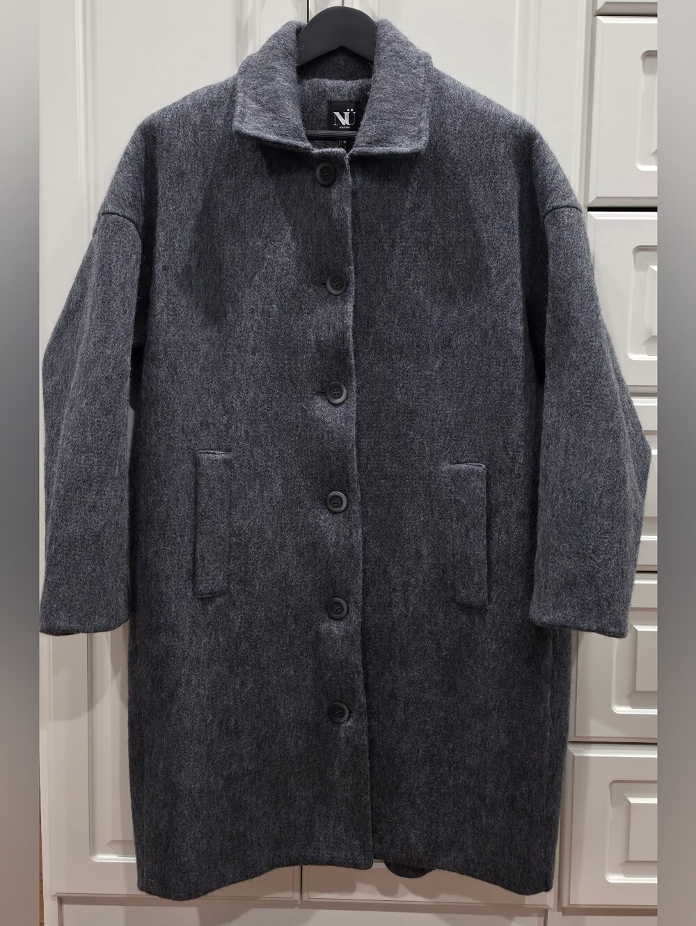 NÜ Denmark Charcoal Grey Wool Blend Oversized Overcoat